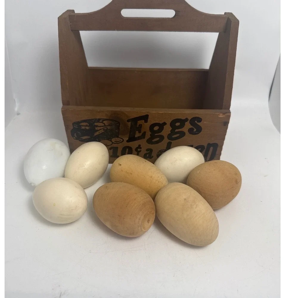 Wooden Egg Crate Carrier OS Brown Farmhouse Rustic 8 Wooden Egg